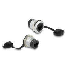 Delock RJ45 Cat.6A Einbaubuchse mit Staubschutzkappe, 1 Stück