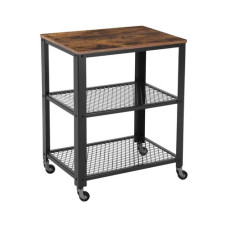 VASAGLE Bartrolley mit Rollen, Metall / Holz, Schwarz