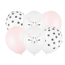 Partydeco Luftballon Cat mix Ø 30 cm, 6 Stück