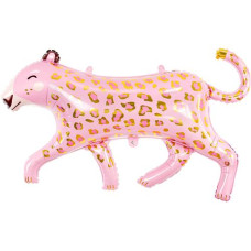 Partydeco Folienballon Leopard Gold/Rosa