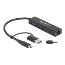 Delock USB-Hub 3.0 Typ-C + LAN