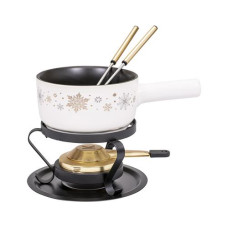 Kadastar Käsefondue-Set Sparkling Winter E16 5 Teile, Schwarz/Weiss