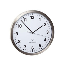 TFA Dostmann Funk-Wanduhr Ø 30.5 cm, Silber