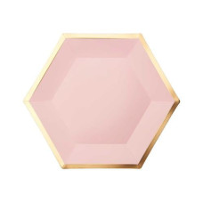 Rico Design Einwegteller Sechseck 27 cm, 10 Stück, Gold/Rosa
