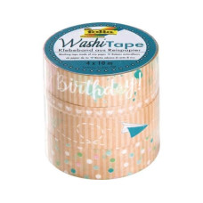 Folia Washi Tape Happy Birthday Kraftpapier, 4 Stück