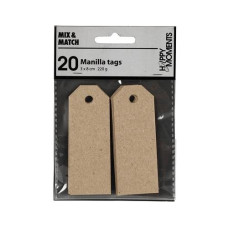 Creativ Company Geschenkanhänger Manila Tags, 3 x 8 cm, 20 Stück, Hellbraun