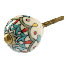 Tranquillo Möbelgriff handgemacht, Ø 3 cm, Weiss/Gold