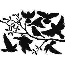 Esschert Design Fensterfolie Vogelsilhouetten auf Ast 33 x 23 cm