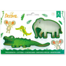 Decora Guetzli-Ausstecher-Set Mini 2 Stück, Krokodil und Elefant