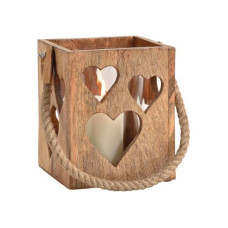 G. Wurm Windlicht Herz Dekor, Mangoholz