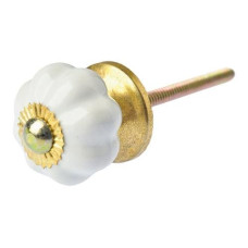Tranquillo Möbelgriff handgemacht, Ø 3 cm, Weiss/Gold