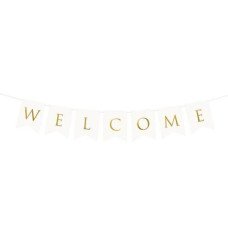Partydeco Girlande Welcome 15 x 95 cm, Weiss/Gold Partydeco Girlande Welcome 15 x 95 cm, Weiss/Gold