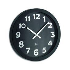 TFA Dostmann Funk-Wanduhr XL mit Metallrahmen 40 cm, Schwarz/Silber