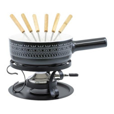 Kadastar Käsefondue-Set Nordic Deer 9 Teile, Schwarz