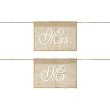 Partydeco Hochzeitsaccessoire Stuhlschild Mr Mrs 30 x 21.5 cm, Braun Partydeco Hochzeitsaccessoire Stuhlschild Mr Mrs 30 x 21.5 cm, Braun