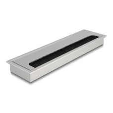 Delock Einbaurahmen für Tisch mit Bürste 280x80x28mm, Silber Delock Einbaurahmen für Tisch mit Bürste 280x80x28mm, Silber
