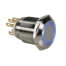 Velleman Drucktaster Edelstahl 19 mm mit blauer Ringbeleuchtung