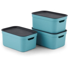 Rotho Aufbewahrungsbox A5 Jive 3 Stück, Hellblau