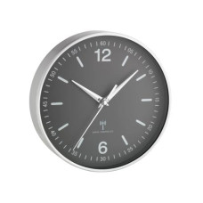 TFA Dostmann Funk-Wanduhr mit Aluminium-Rahmen 19.5 cm, Schwarz/Silber
