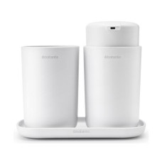 Brabantia Seifenspender-Set mit Zahnputzbecher und Schale Weiss