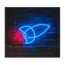 Vegas Lights LED Dekolicht Neon Sign Rakete 25 x 30 cm