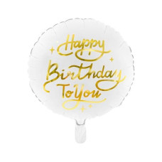 Partydeco Folienballon Happy Birthday Gold/Weiss