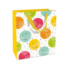 Braun + Company Geschenktasche Happy Smileys 18 x 21 x 8 cm, Mehrfarbig