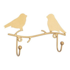Tranquillo Wandhaken 2-fach, Vogel, Gold, 16 cm Tranquillo Wandhaken 2-fach, Vogel, Gold, 16 cm