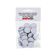 HobbyFun Klettverschluss 2 cm Rund Schwarz 20 Stück