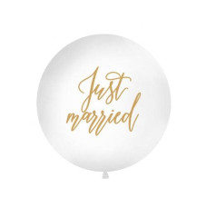 Partydeco Luftballon Just Married Ø 1 m, Weiss Partydeco Luftballon Just Married Ø 1 m, Weiss