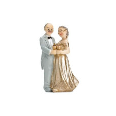 Partydeco Kuchen-Topper Figur Goldene Hochzeit 12 cm, Grau/Gold