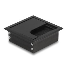 Delock Einbaurahmen für Tisch mit Bürste 80x80x28mm, Schwarz Delock Einbaurahmen für Tisch mit Bürste 80x80x28mm, Schwarz