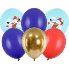 Partydeco Luftballon Flugzeug Mehrfarbig, Ø 30 cm, 6 Stück