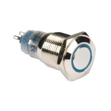 Velleman Drucktaster Metall 16 mm mit blauer Ringbeleuchtung