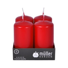 müller Kerzen Stumpenkerze 9 x 4.8 cm, Rot, 4 Stück müller Kerzen Stumpenkerze 9 x 4.8 cm, Rot, 4 Stück