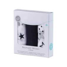 MAKIAN Mulltuch 3-er Set 80 x 80 cm Blau und Weiss Sterne