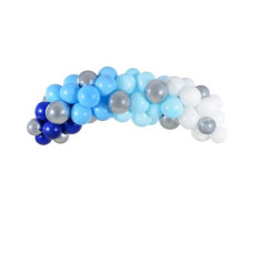 Partydeco Luftballon Girlande Blau-Silber 2 m, 60 Ballons