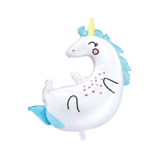 Partydeco Folienballon Unicorn Blau/Weiss Partydeco Folienballon Unicorn Blau/Weiss
