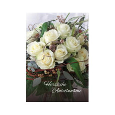 Natur Verlag Trauerkarte Bouquet weisse Rosen 17.5 x 12.2 cm