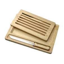 Heidi Cheese Line Brotschneidebrett Hevea 27 cm x 38 cm, Hellbraun