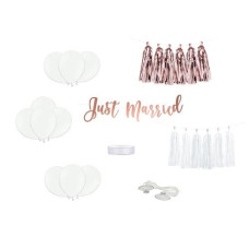 Partydeco Hochzeitsaccessoire Auto Dekoration Set Rrosegold/Weiss Partydeco Hochzeitsaccessoire Auto Dekoration Set Rrosegold/Weiss