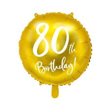 Partydeco Folienballon 80th Birthday Gold/Weiss Partydeco Folienballon 80th Birthday Gold/Weiss