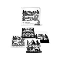 Trendform Glasuntersetzer Swiss Tradition 1 12 Stück, Schwarz/Weiss