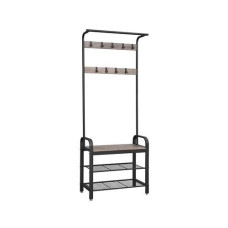 VASAGLE Garderobenständer mit Schuhablage 183 x 72 cm, Graubraun