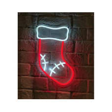 Vegas Lights LED Dekolicht Neon Sign Weihnachtsstrumpf 28 x 30 cm