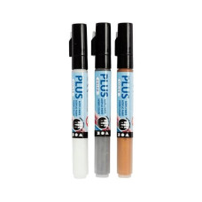 Creativ Company Acrylmarker Plus Color 1-2 mm 3er Set, Weiss/Silber/Gold