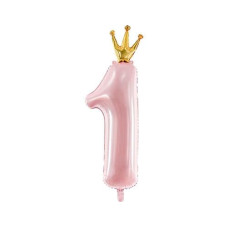 Partydeco Folienballon Number 1 Gold/Rosa