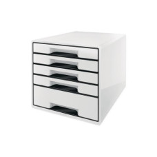 Leitz Schubladenbox WOW Cube 5 Schubladen, Weiss/Schwarz