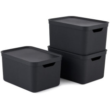 Rotho Aufbewahrungsbox A4 Jive 3 Stück, Schwarz