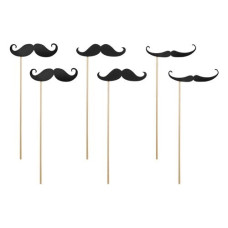 Partydeco Partyaccessoire Moustache 6-teilig, Schwarz Partydeco Partyaccessoire Moustache 6-teilig, Schwarz